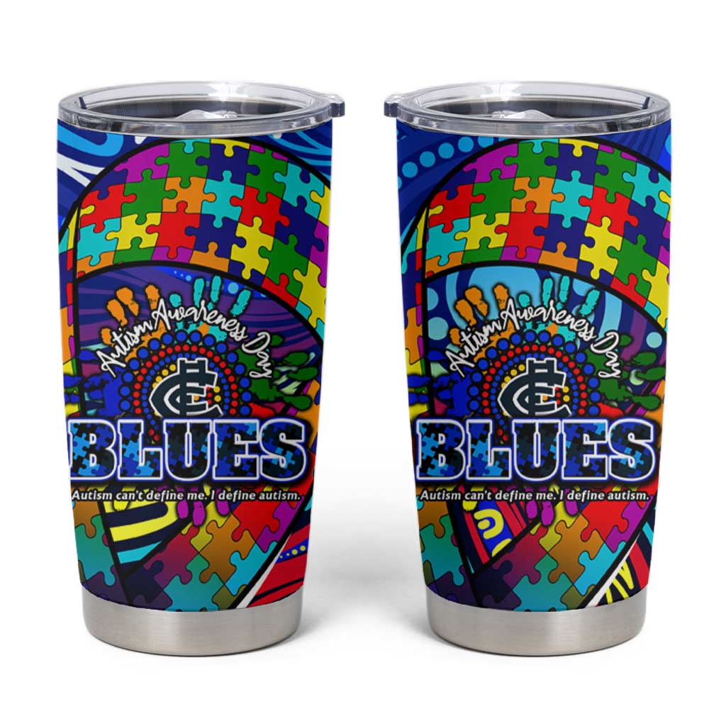 Autism Awareness Australia Carlton Blues Tumbler Cup Aboriginal Indigenous Art