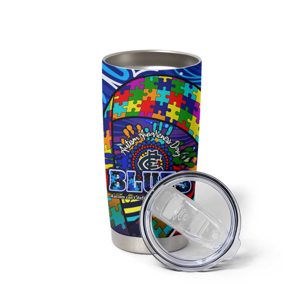 Autism Awareness Australia Carlton Blues Tumbler Cup Aboriginal Indigenous Art