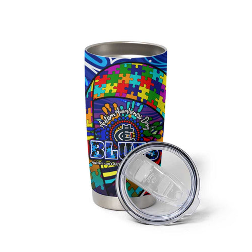 Autism Awareness Australia Carlton Blues Tumbler Cup Aboriginal Indigenous Art