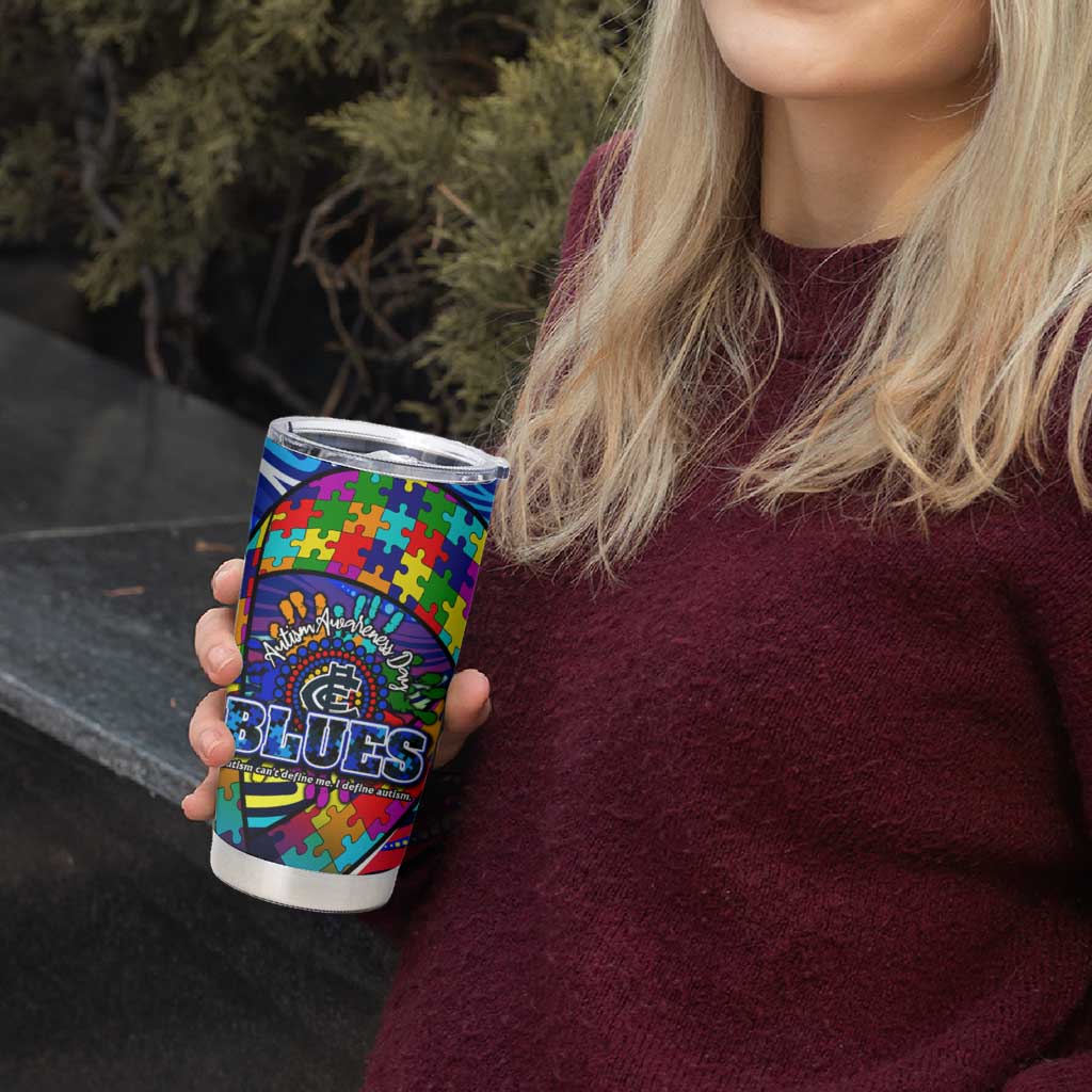 Autism Awareness Australia Carlton Blues Tumbler Cup Aboriginal Indigenous Art