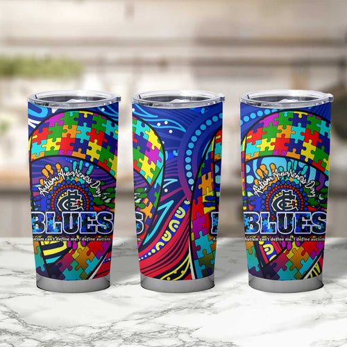 Autism Awareness Australia Carlton Blues Tumbler Cup Aboriginal Indigenous Art