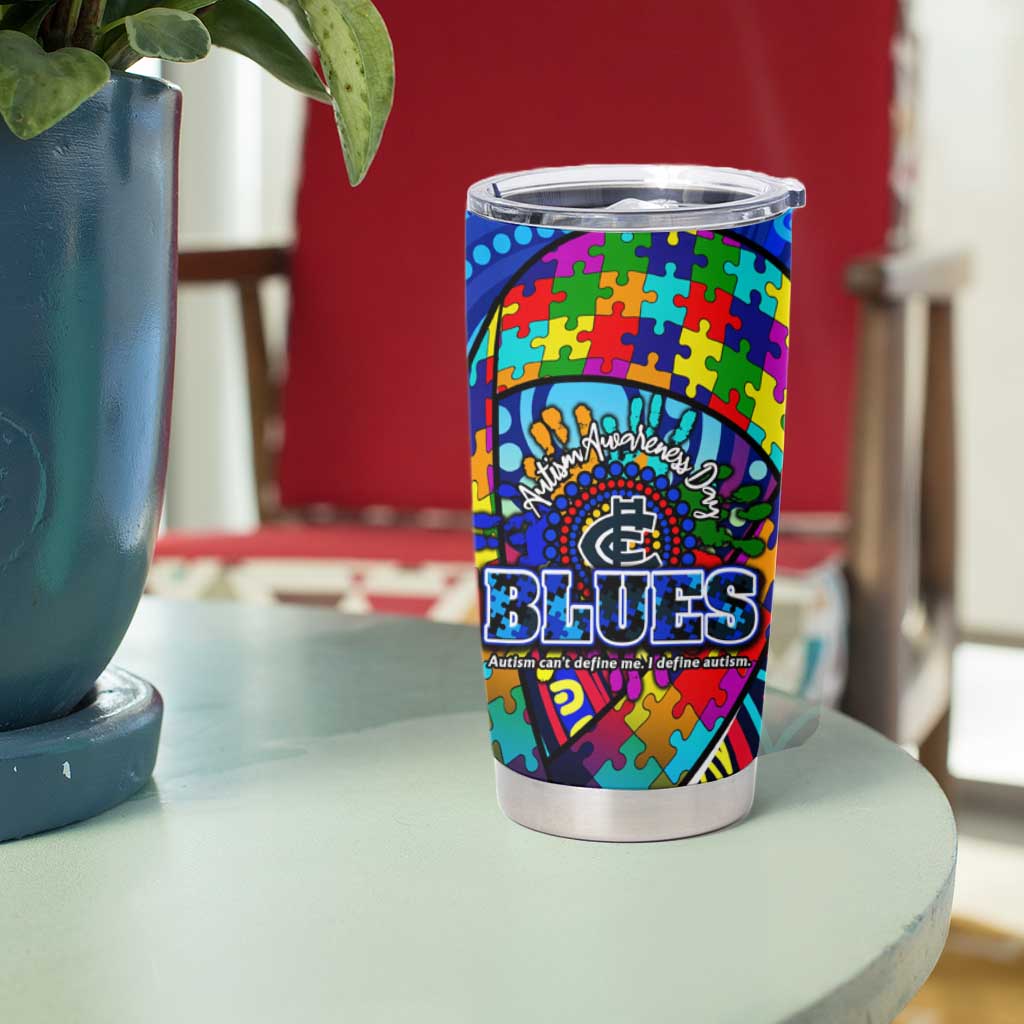 Autism Awareness Australia Carlton Blues Tumbler Cup Aboriginal Indigenous Art