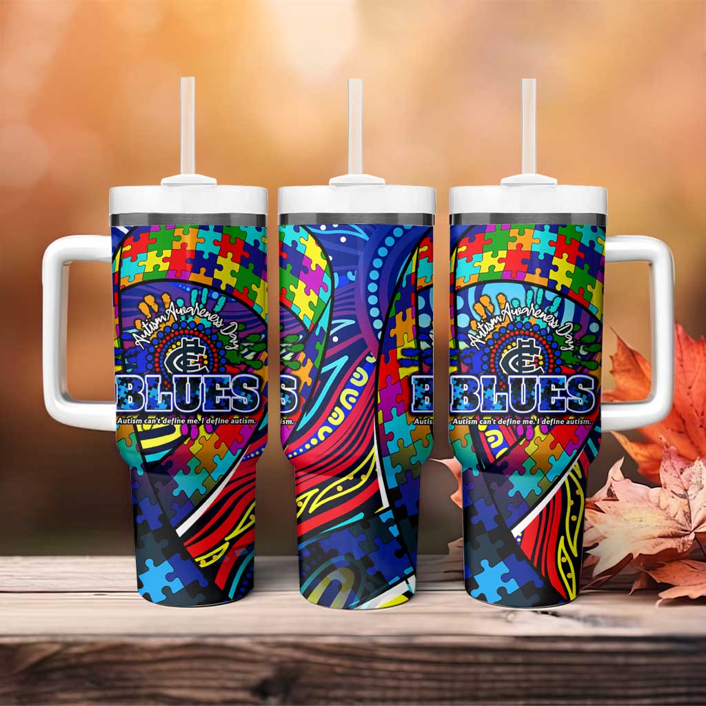 Autism Awareness Australia Carlton Blues Tumbler With Handle Aboriginal Indigenous Art