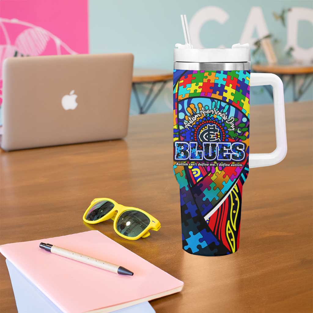 Autism Awareness Australia Carlton Blues Tumbler With Handle Aboriginal Indigenous Art