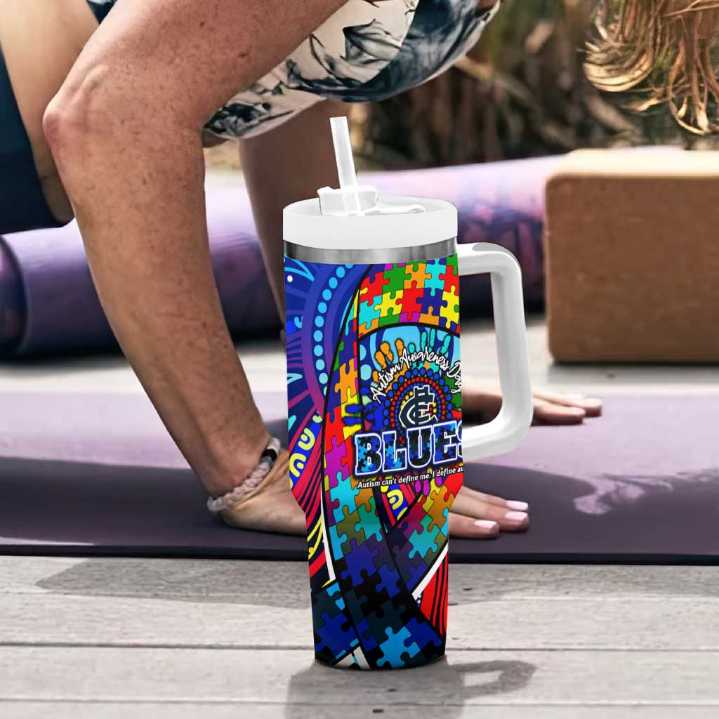 Autism Awareness Australia Carlton Blues Tumbler With Handle Aboriginal Indigenous Art