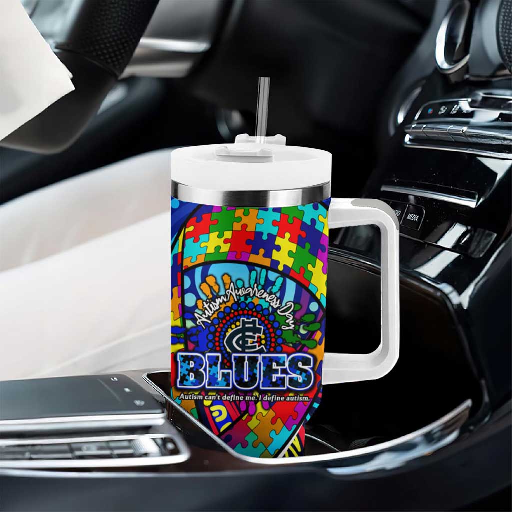 Autism Awareness Australia Carlton Blues Tumbler With Handle Aboriginal Indigenous Art