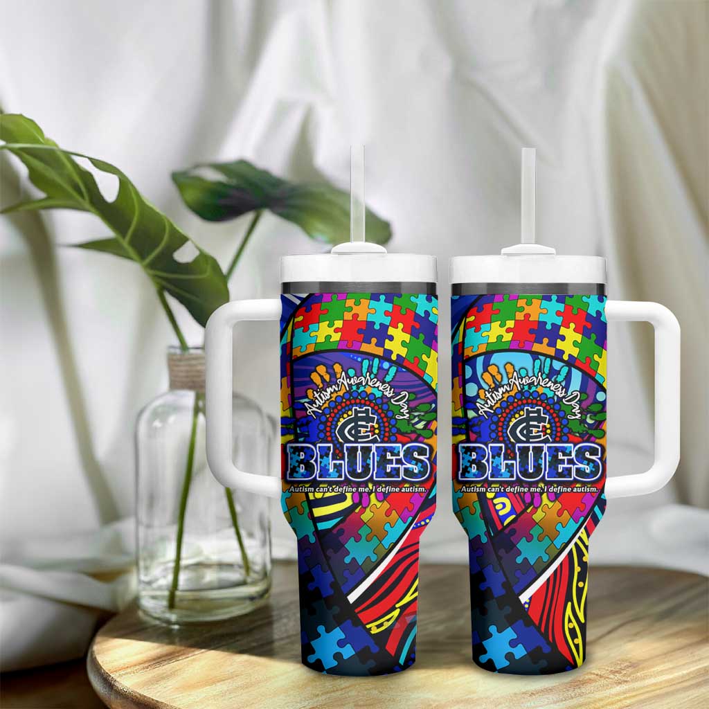 Autism Awareness Australia Carlton Blues Tumbler With Handle Aboriginal Indigenous Art