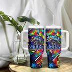Autism Awareness Australia Carlton Blues Tumbler With Handle Aboriginal Indigenous Art