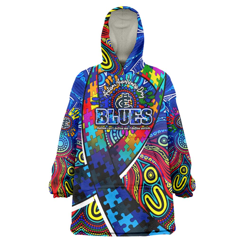 Autism Awareness Australia Carlton Blues Wearable Blanket Hoodie Aboriginal Indigenous Art