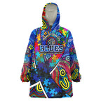 Autism Awareness Australia Carlton Blues Wearable Blanket Hoodie Aboriginal Indigenous Art