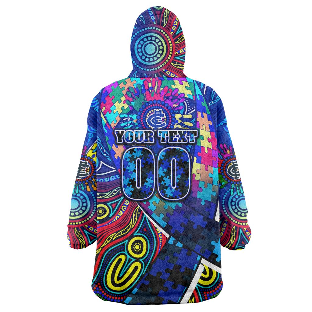 Autism Awareness Australia Carlton Blues Wearable Blanket Hoodie Aboriginal Indigenous Art