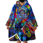 Autism Awareness Australia Carlton Blues Wearable Blanket Hoodie Aboriginal Indigenous Art