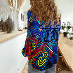 Autism Awareness Australia Carlton Blues Women Casual Shirt Aboriginal Indigenous Art