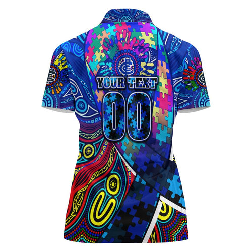 Autism Awareness Australia Carlton Blues Women Polo Shirt Aboriginal Indigenous Art