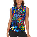 Autism Awareness Australia Carlton Blues Women Sleeveless Polo Shirt Aboriginal Indigenous Art