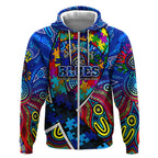 Autism Awareness Australia Carlton Blues Zip Hoodie Aboriginal Indigenous Art