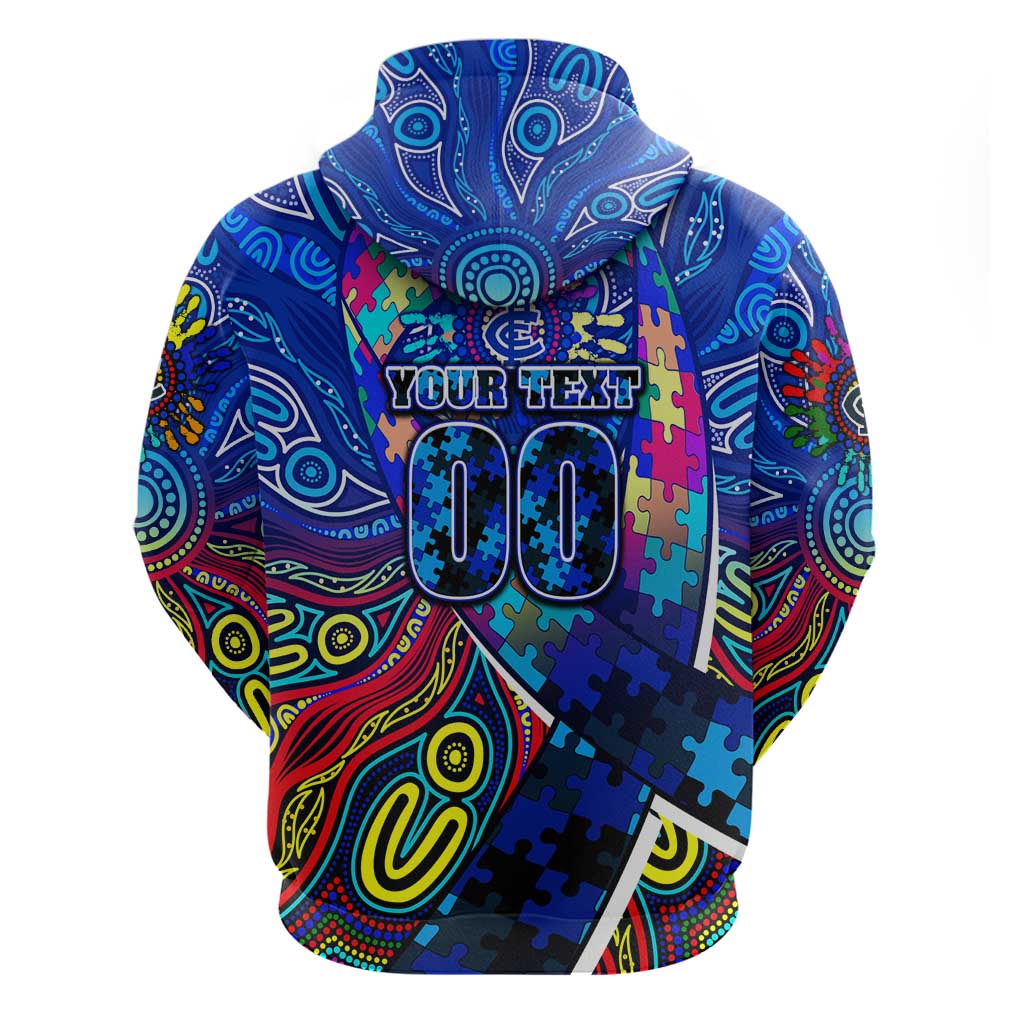 Autism Awareness Australia Carlton Blues Zip Hoodie Aboriginal Indigenous Art