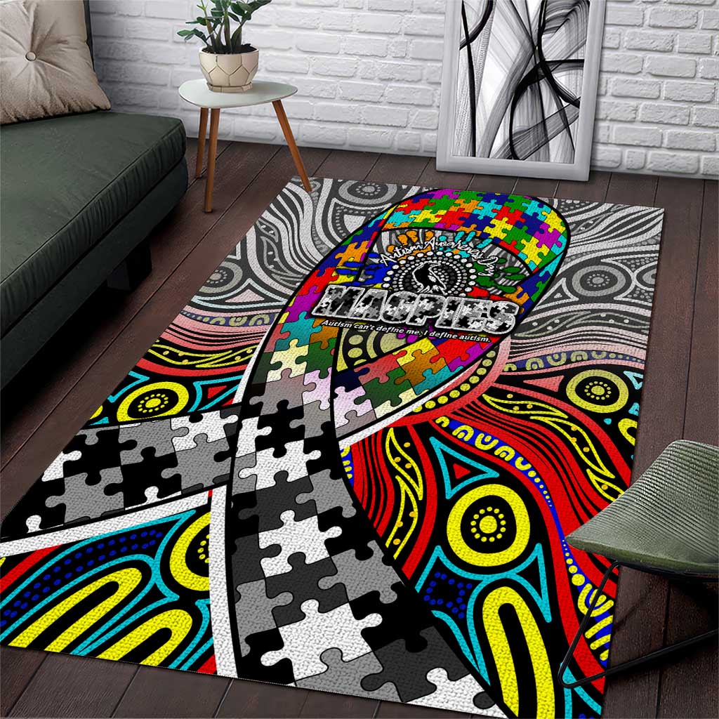 Autism Awareness Australia Collingwood Magpies Area Rug Aboriginal Indigenous Art