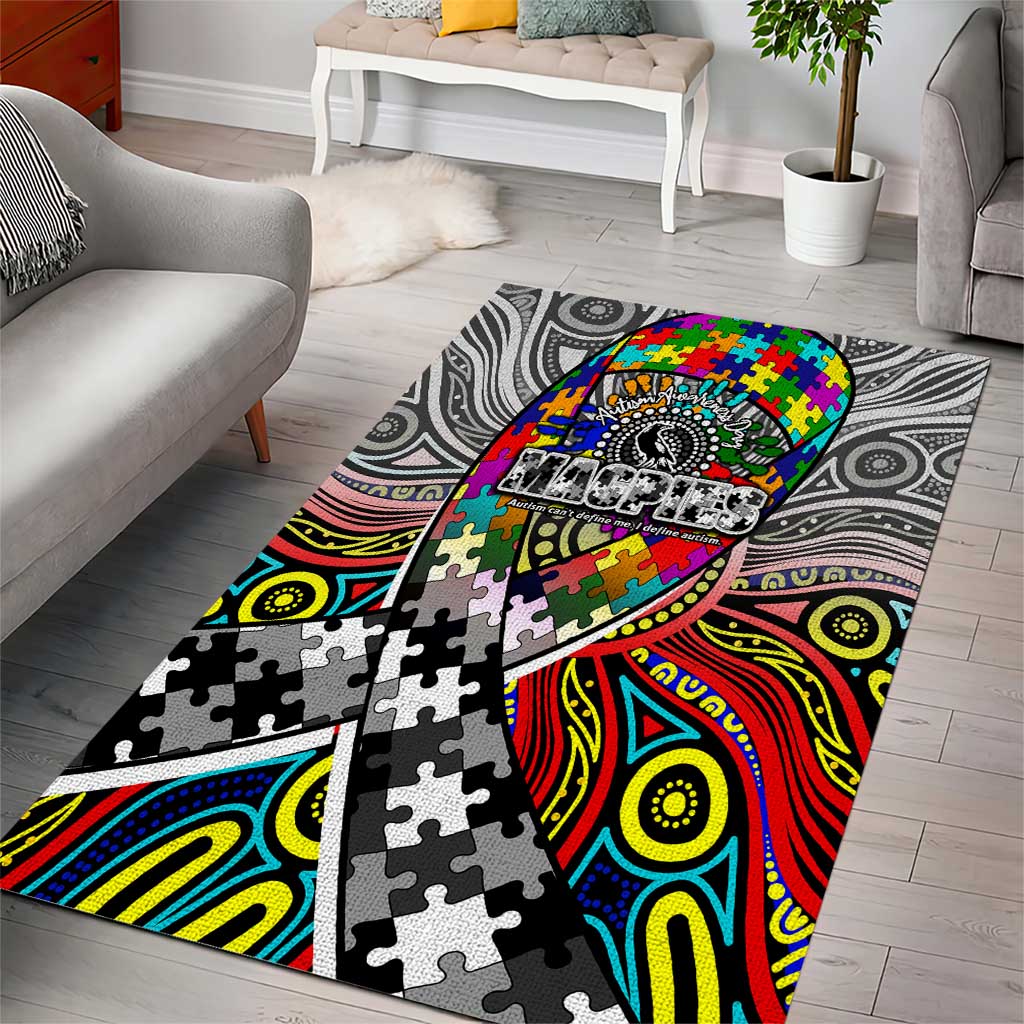 Autism Awareness Australia Collingwood Magpies Area Rug Aboriginal Indigenous Art