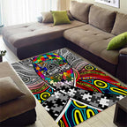 Autism Awareness Australia Collingwood Magpies Area Rug Aboriginal Indigenous Art