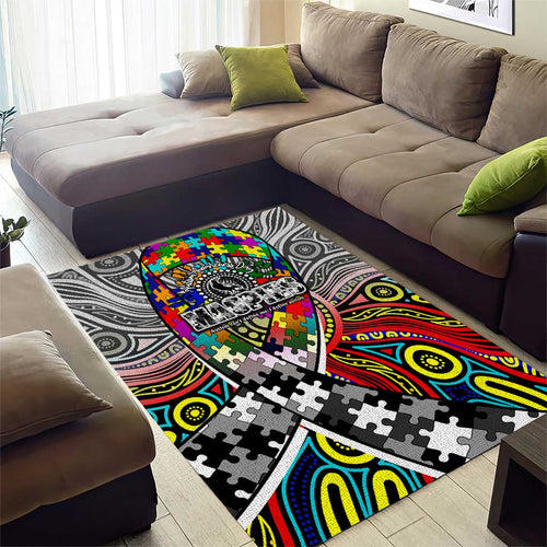 Autism Awareness Australia Collingwood Magpies Area Rug Aboriginal Indigenous Art