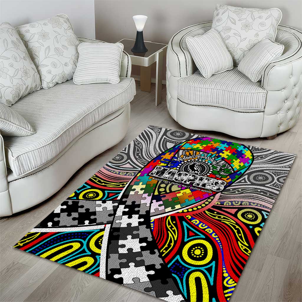 Autism Awareness Australia Collingwood Magpies Area Rug Aboriginal Indigenous Art