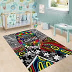 Autism Awareness Australia Collingwood Magpies Area Rug Aboriginal Indigenous Art