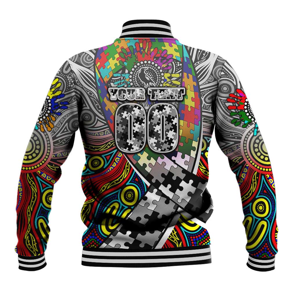 Autism Awareness Australia Collingwood Magpies Baseball Jacket Aboriginal Indigenous Art