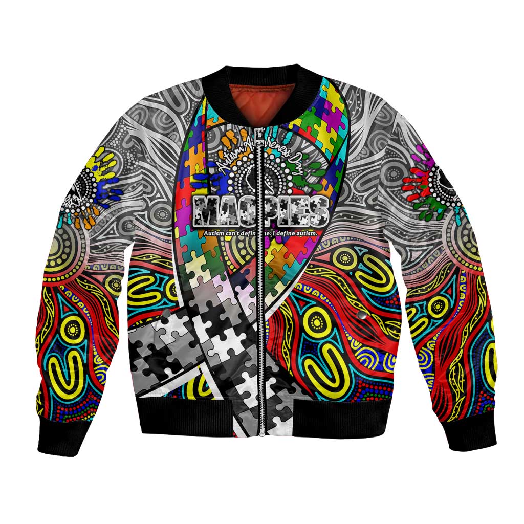 Autism Awareness Australia Collingwood Magpies Bomber Jacket Aboriginal Indigenous Art
