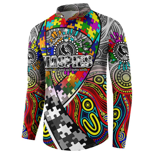 Autism Awareness Australia Collingwood Magpies Button Sweatshirt Aboriginal Indigenous Art