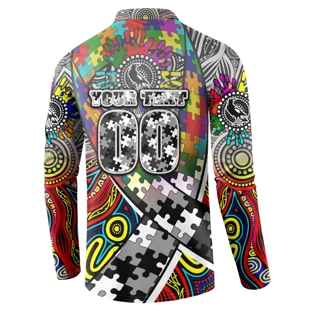 Autism Awareness Australia Collingwood Magpies Button Sweatshirt Aboriginal Indigenous Art