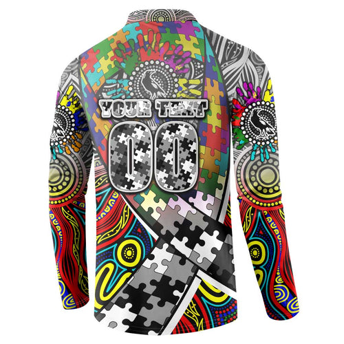 Autism Awareness Australia Collingwood Magpies Button Sweatshirt Aboriginal Indigenous Art