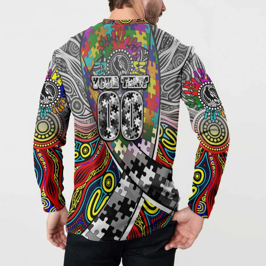 Autism Awareness Australia Collingwood Magpies Button Sweatshirt Aboriginal Indigenous Art