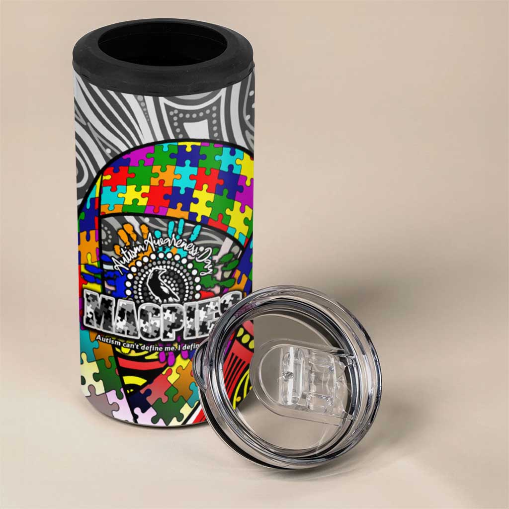 Autism Awareness Australia Collingwood Magpies 4 in 1 Can Cooler Tumbler Aboriginal Indigenous Art