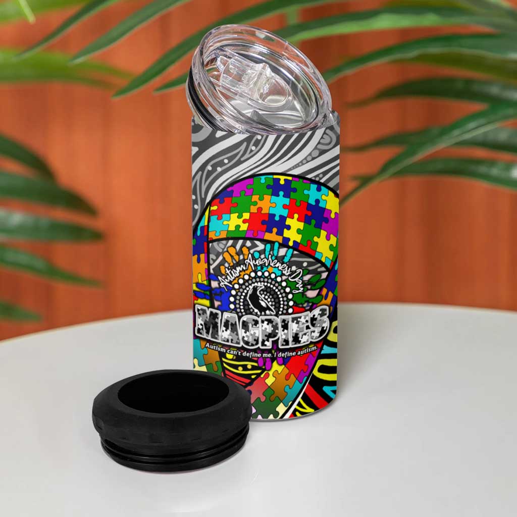 Autism Awareness Australia Collingwood Magpies 4 in 1 Can Cooler Tumbler Aboriginal Indigenous Art