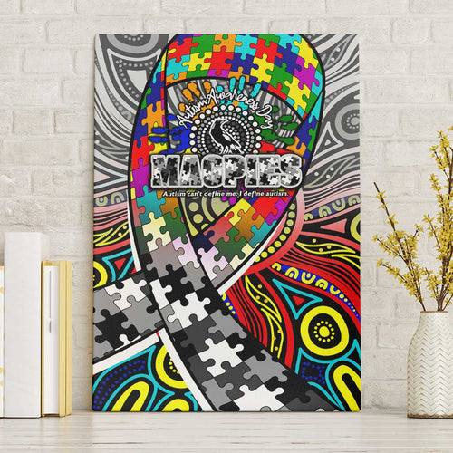 Autism Awareness Australia Collingwood Magpies Canvas Wall Art Aboriginal Indigenous Art