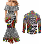 Autism Awareness Australia Collingwood Magpies Couples Matching Mermaid Dress and Long Sleeve Button Shirt Aboriginal Indigenous Art