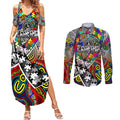Autism Awareness Australia Collingwood Magpies Couples Matching Summer Maxi Dress and Long Sleeve Button Shirt Aboriginal Indigenous Art