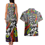 Autism Awareness Australia Collingwood Magpies Couples Matching Tank Maxi Dress and Hawaiian Shirt Aboriginal Indigenous Art