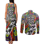 Autism Awareness Australia Collingwood Magpies Couples Matching Tank Maxi Dress and Long Sleeve Button Shirt Aboriginal Indigenous Art