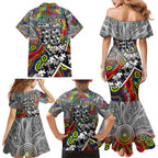 Autism Awareness Australia Collingwood Magpies Family Matching Mermaid Dress and Hawaiian Shirt Aboriginal Indigenous Art