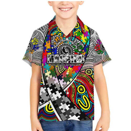 Autism Awareness Australia Collingwood Magpies Family Matching Mermaid Dress and Hawaiian Shirt Aboriginal Indigenous Art