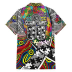 Autism Awareness Australia Collingwood Magpies Family Matching Off The Shoulder Long Sleeve Dress and Hawaiian Shirt Aboriginal Indigenous Art