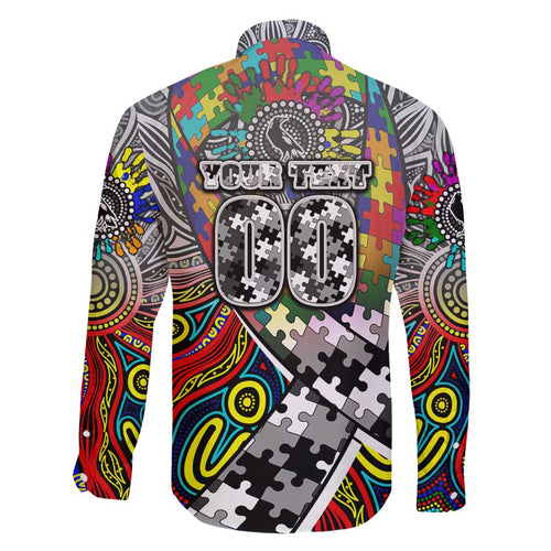 Autism Awareness Australia Collingwood Magpies Family Matching Off Shoulder Short Dress and Hawaiian Shirt Aboriginal Indigenous Art