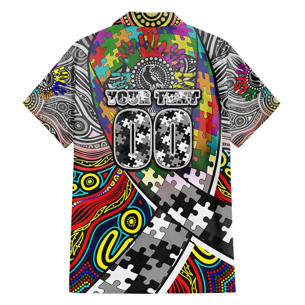 Autism Awareness Australia Collingwood Magpies Family Matching Short Sleeve Bodycon Dress and Hawaiian Shirt Aboriginal Indigenous Art