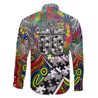Autism Awareness Australia Collingwood Magpies Family Matching Short Sleeve Bodycon Dress and Hawaiian Shirt Aboriginal Indigenous Art