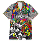 Autism Awareness Australia Collingwood Magpies Family Matching Summer Maxi Dress and Hawaiian Shirt Aboriginal Indigenous Art