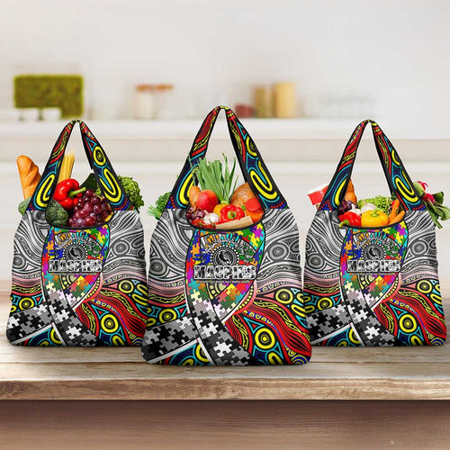 Autism Awareness Australia Collingwood Magpies Grocery Bag Aboriginal Indigenous Art