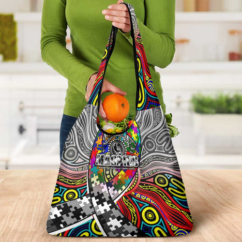 Autism Awareness Australia Collingwood Magpies Grocery Bag Aboriginal Indigenous Art