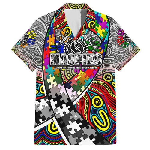 Autism Awareness Australia Collingwood Magpies Hawaiian Shirt Aboriginal Indigenous Art